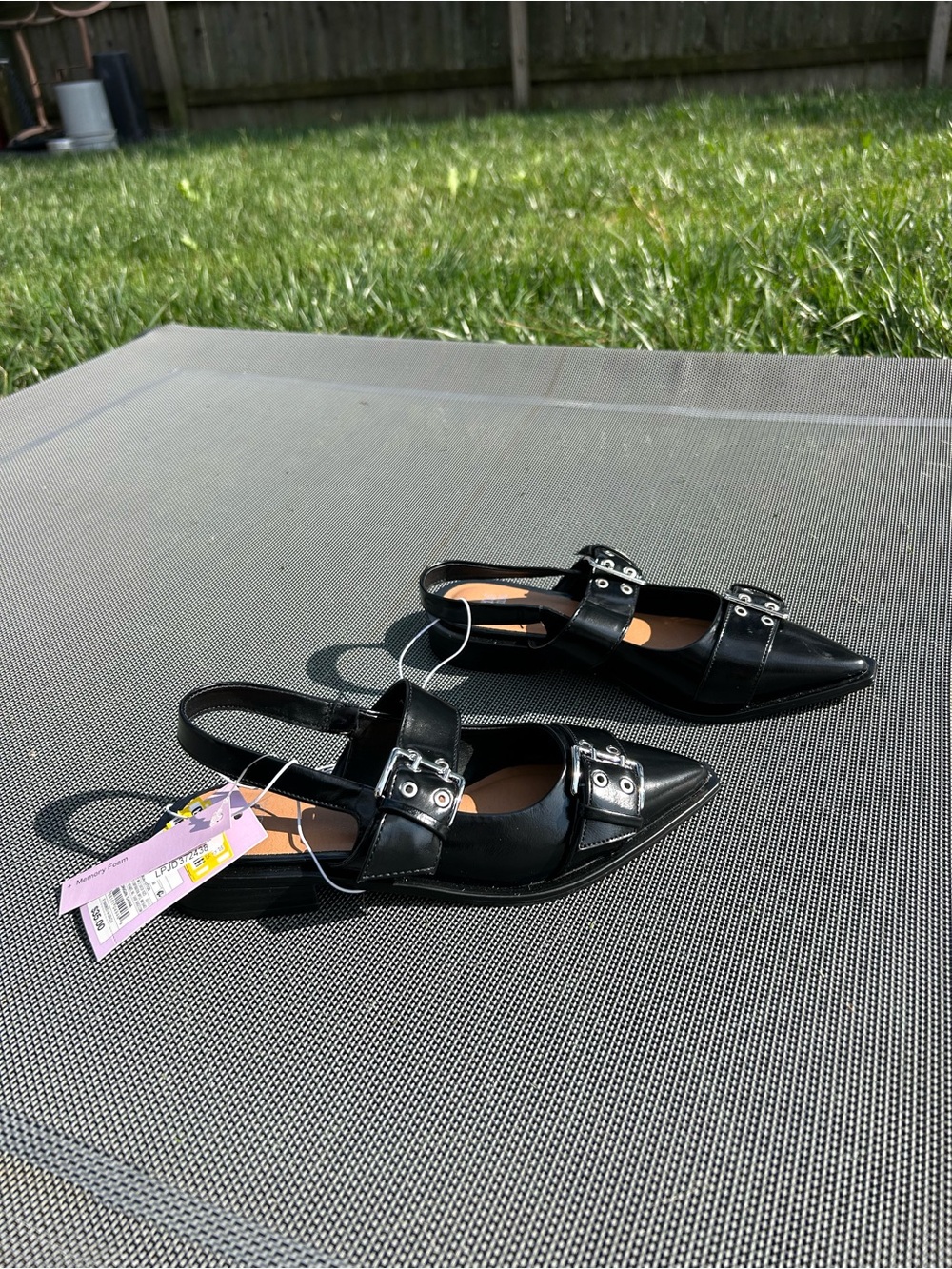 Size 7 Peyton Double Buckle black Slingback Flats by wild fable alt alternative - Picture 3 of 10